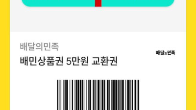 배달의민족 쿠폰 5만원권 (럭키포인트 차감 -500포인트) 주인공은